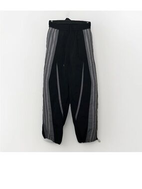 PLAYGROUND Korea Track Pants Black Grey Striped Baggy Nylon Y2K Streetwear XS